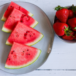 Watermelon, strawberries, oranges, grapes, and cantaloupe are refreshing and hydrating.